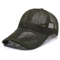Dark green mesh baseball cap featuring a metal car badge and breathable sport fabric - Adjustable / Army Green
