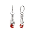 Pendientes vintage bañados en oro de 18 quilates mano con corazón rojo para mujer - Mano Sosteniendo Rubí (Color Acero) / Color Acero