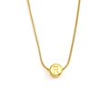 Golden snake chain necklace featuring a minimalist round pendant with embossed letter R - Letter R