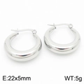 Polished silver stainless steel oval hoop earrings measuring 22x5mm in size - Style G Steel Color (KE113135-KFC)