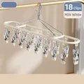 Cream-white stainless steel multi-clip laundry rack with 18 clips for socks and underwear - 1 Piece / 18 Clips / Cream