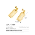 Detailed size and specs of the gold hollow wavy rectangle earrings in 18k gold pvd plating - Rectangle Wave Earrings (EOM247059)