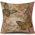 Vintage linen pillowcase with butterfly and flower patterns in American retro style - 45x45cm / Vintage Corsets Butterfly (731161-5)