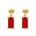 Minimalist gold stainless steel geometric earrings with rectangle red zircon stones - Rectangle-Red