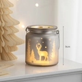 Frosted purple 9cm Christmas reindeer lantern with warm LED light and metal handle - Style C / Brown