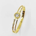 Elegant rose gold double-layer hollow bangle with roman numerals and cubic zirconia - Gold