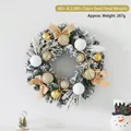 30cm Christmas wreath with gold and white ornaments on snowy needles for home decor - Gold Wreath / 30cm