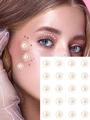 Child face gems set featuring white faux pearls and colorful star shaped stickers - MX-58 Pearl Star Diamond Set