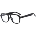 Classic oversized black eyeglasses frame with a vintage double bridge design in polished resin - Black Frame