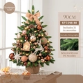 90cm Champagner Mini-Weihnachtsbaum mit 31 Ornamenten und LED-Beleuchtung - 90cm Gemischtes Blatt-Set Champagner Kaffee