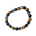 Bracelet pour hommes avec perles oeil de tigre, obsidienne et hématite irrégulière - Œil de tigre jaune + Pierre brillante + Hématite