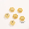 6 Stück 5mm 18K vergoldete hohle Perlenkappen für die DIY-Schmuckherstellung - Nr. 4 Sechsblättrige Perlenkappe 5mm