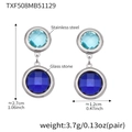 Stainless steel earrings with light and dark blue glass stones in silver-tone setting - Steel - Mixed Blue Stone (TXF508)