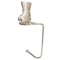 Silver metal Christmas stocking holder with embossed snowflake and tree design - Socks / Silver