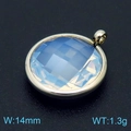 Light blue birthstone pendant with silver plating and 14mm round faceted crystal - Silver Round Light Blue Gem Style (KLJ8262-Z)