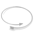 Minimalist silver arrow open cuff bracelet with geometric arrowhead and feathered details - Minimalist Arrow / Silver
