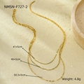 Détail du collier triple couche plaqué or 18k avec spécifications de longueur et de poids - Plaqué Or 18K / Doré