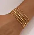 Five-piece set of elegant gold-plated paperclip and curb link bracelets for women - Gold Box Bead Water Wave 5-Piece Set