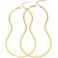 Three-piece set of gold snake chain necklaces with lobster clasp and extension links - Two Pieces Gold Blade Chain