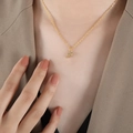 Gold plated titanium steel Sagittarius zodiac necklace with sparkling rhinestones - Sagittarius - Gold / 40+5cm