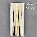 Set of 6 disposable heart-shaped bamboo fruit forks in individual clear packaging - 6-pcs Bagged / 200 Bags