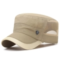 Men's khaki quick-dry cadet cap with breathable mesh and side fashion shield badge - Adjustable / Beige