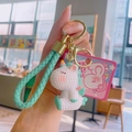 Porte-clés licorne blanche avec lanière vert menthe et attaches en métal doré élégant - Vert