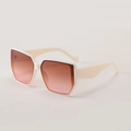 Gafas de sol cuadradas de gran tamaño con montura crema y lentes degradadas café - Marco Beige Lentes Té Rosa