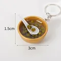 Miniature green bean soup keychain in a 3cm golden bowl with a tiny white spoon - 3cm Gold Bowl-No.5 (Keychain)
