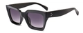 Classic black oversized sunglasses for women with purple gradient lenses and rivets - Black Double Gray