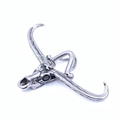 Retro titanium stalen stierenschedel hanger met zwarte edelstenen op witte achtergrond - Losse Hanger (Zonder Ketting)