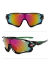 Sport cycling sunglasses with black frame, green accents and purple mirrored lens - Black Frame Green Legs Purple Mirrored Lens