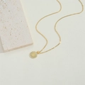 Zircon cross pendant necklace in gold finish featuring Saint Benedict medal on stone base - Saint Benedict Medal
