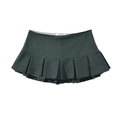 Elegant dark grey wide-pleated mini skirt for women in soft knit fabric flat lay view - XS / Aqua