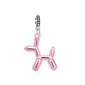 Pink enamel balloon dog charm with silver clasp for DIY jewelry making accessories - Pink Balloon Dog