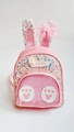 Pink sequin rabbit ears backpack for girls featuring shiny glitter and cartoon rabbit design - 20*16.5*9CM / Pink