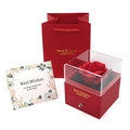 Red preserved rose jewelry box set with acrylic lid, gift bag and greeting card - China Red