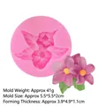 Pink flower silicone mold for DIY cake decorating with dimensions and finished product - Style 4-3D Floral Shape / Pink