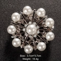 Silver radial brooch with white pearls and rhinestones, size 3.7cm and weight 15.4g - Round Pearl Rhinestone Style (BR2170-1)