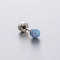 Barbell stud earring featuring a vibrant blue opal stone and silver titanium steel - Blue Opal Ball Style (A122-2#)