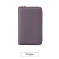 Lavender purple RFID leather passport wallet with litchi texture and secure zipper - Lavender