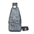 Men's retro gray sling bag with matte finish and secure metallic buckle closure - WEIXIER Label / Gray