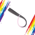 Long straight clip-in hair extension with black grey to pink gradient color, 59H code - Black Grey to Pink Gradient (59H)