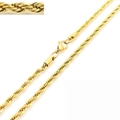 Collana a corda intrecciata dorata in acciaio al titanio con chiusura a moschettone - 4mm / Oro / 50cm