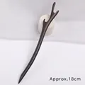 Handcrafted ebony wood hair pin with stag horn design, length approximately 18cm - Dragon Horn
