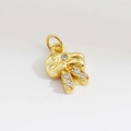 Golden ballet shoe pendant with clear zircon inlay for DIY jewelry design - 10-Rabbit / Ballet Shoe