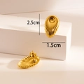 Golden shell texture earrings in 18K plated stainless steel measuring 2.5cm by 1.5cm - Oval Stripe / Gold