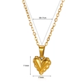 18k gold plated stainless steel heart necklace with wavy edge and adjustable O-chain - 3D Wave Heart