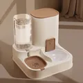 Distributeur automatique de nourriture crème et marron avec bol en céramique - Style Céramique / Marron