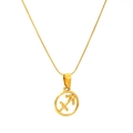 Golden stainless steel snake chain necklace with hollow Sagittarius zodiac pendant - Sagittarius
